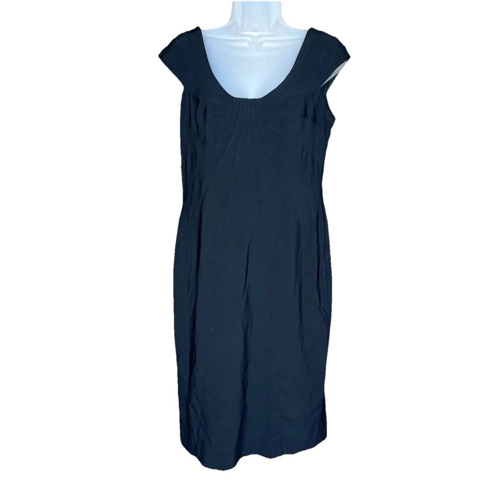 Adrianna Papell Dress Womens 8 Black Sheath Minimalist Cocktail Romantic Classic